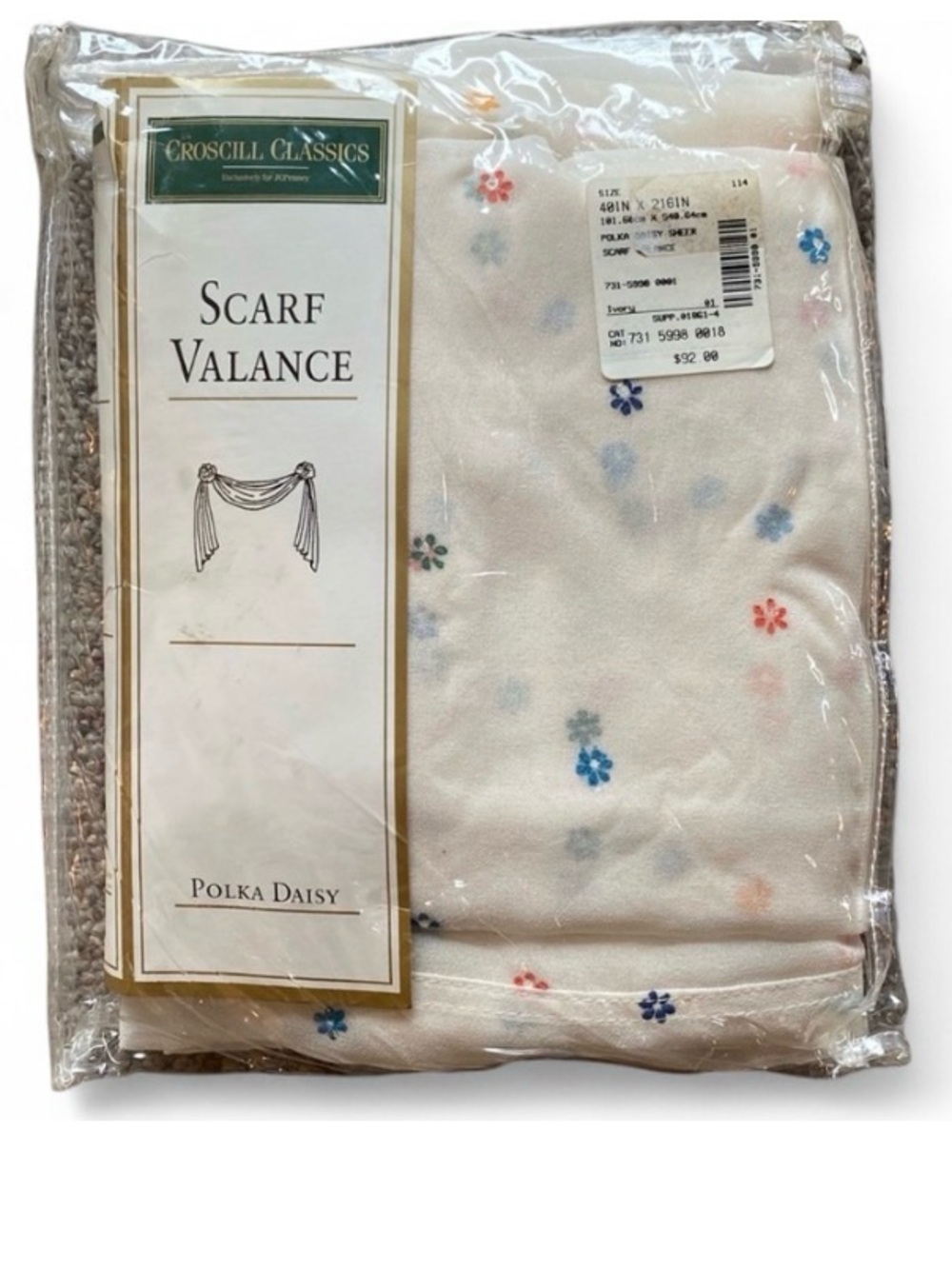 Croscill Polka Daisy Sheer Valance Scarf 40x216 Curtain Panel Drapery New
